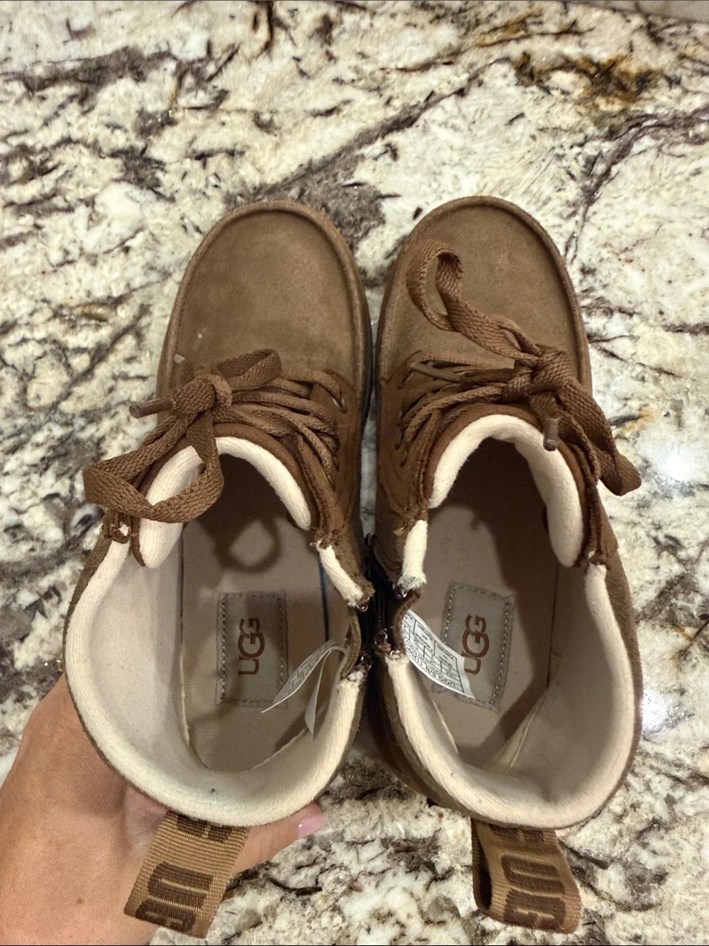 UGG Kids Chestnut Suede Lace-Up Boots